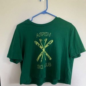 Forest Dark Green Cropped Drop Shoulder Tee